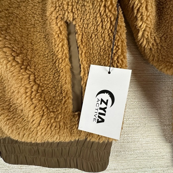Zyia Med Reversible Camel Sierra Fleece Lined Jacket Retro 80's 90's Active Warm - Picture 7 of 14
